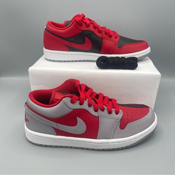 New Nike Air Jordan 1 Low SE Gym Red/Black/White/Cement Grey #Women's - Picture 1 of 16